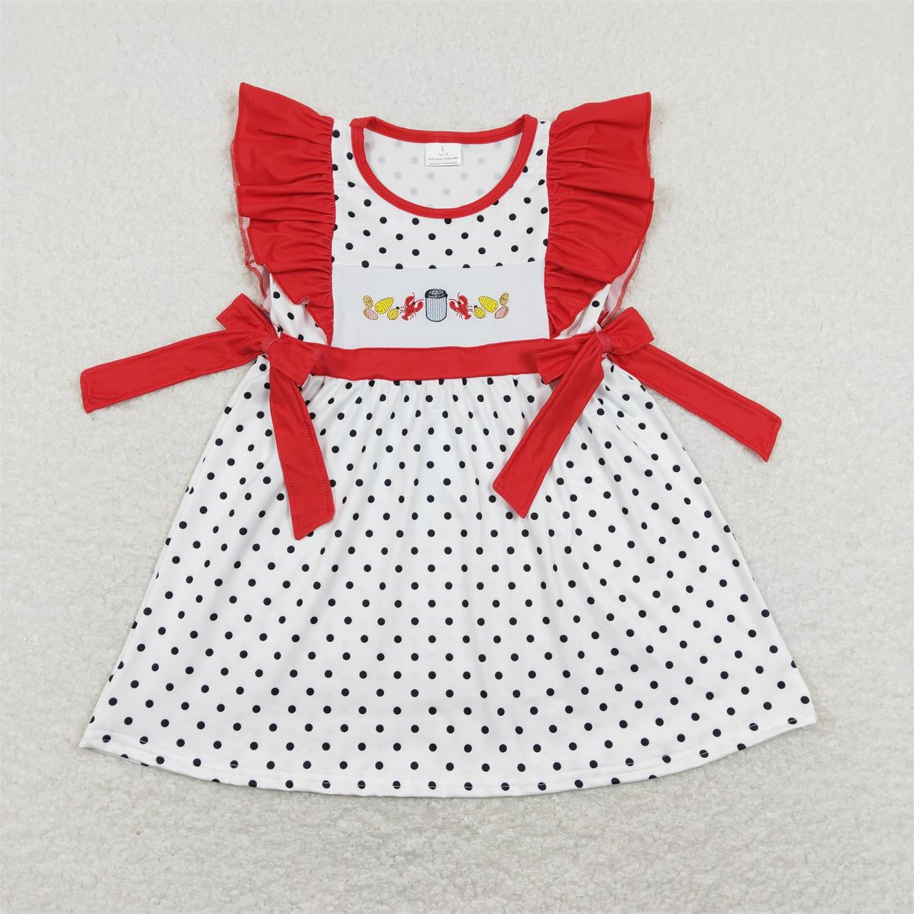 SR0742 Baby Girl Embroidery Crawfish One Piece Romper