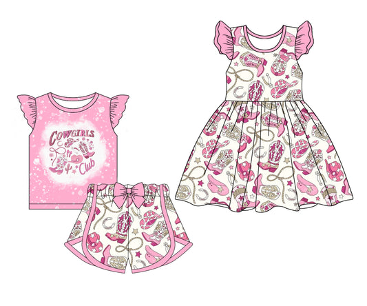 Baby Girl Western Cowgirl Boots Sibling Dress Set ( Moq 5 Each Style ) 2.10