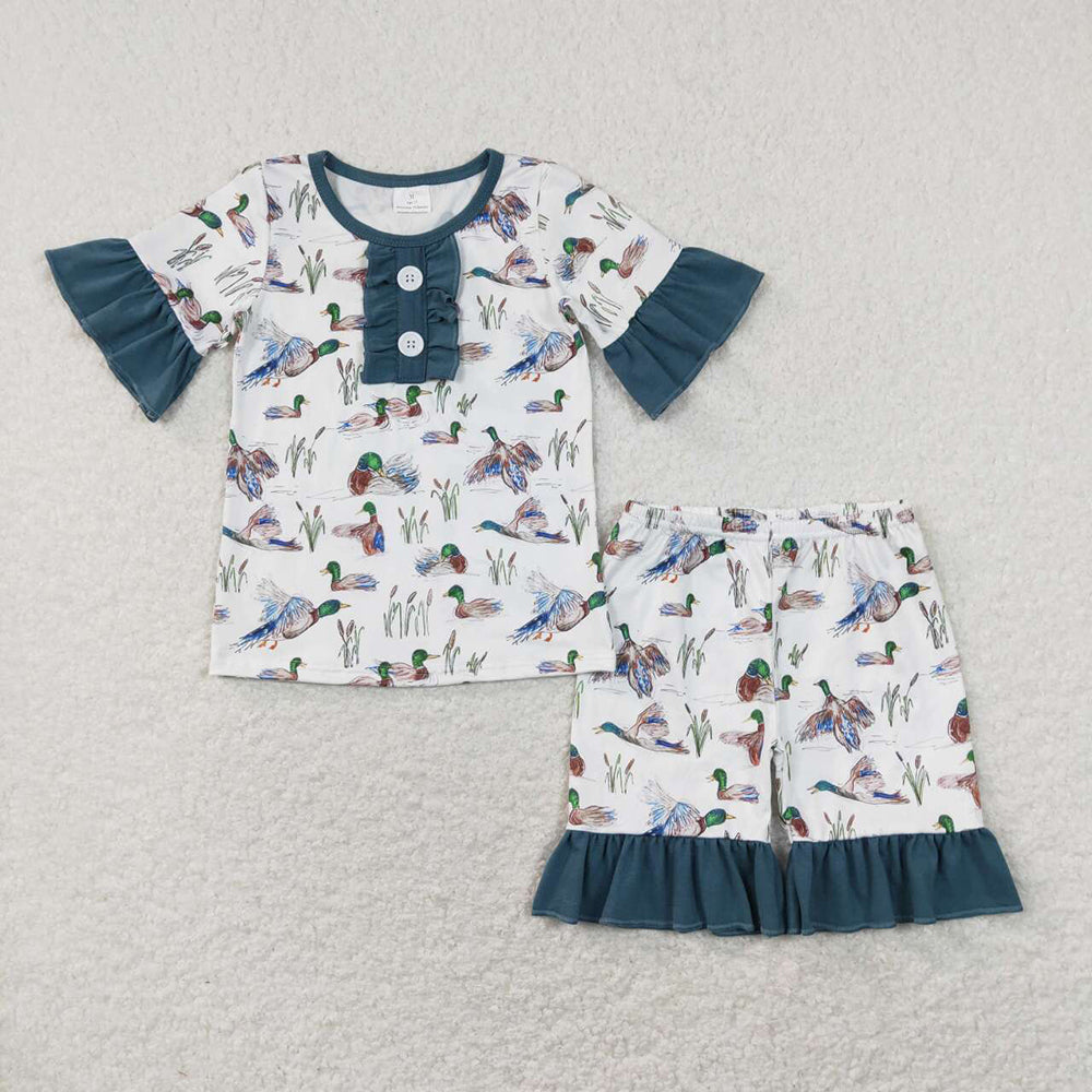 Baby Boy Girl Short Sleeves Ducks Sibling Sister Brother Rompers Pajamas Clothes Sets