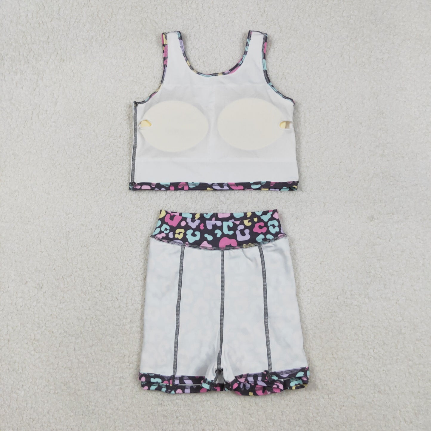 Baby Girl Sleeveless Colorful Leopard Yoga Vest Skort Active Wear Set RTS