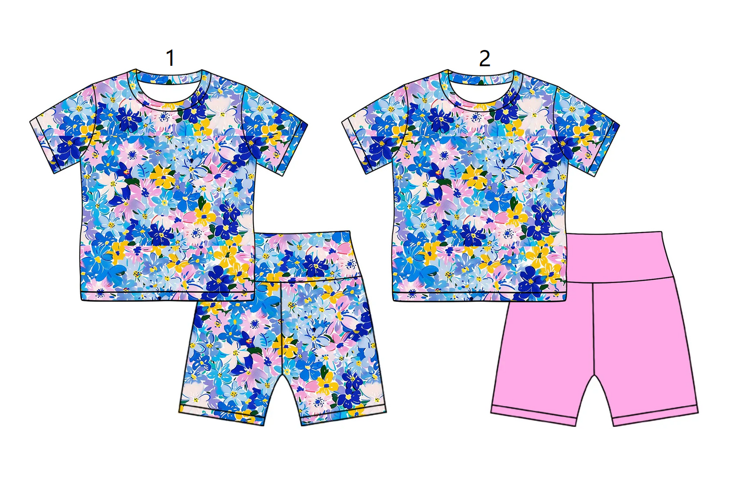 Baby Girl Short Sleeves Flower Sibling Sports Summer Set ( Moq 5 Each Style ) 2.18