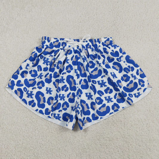 Adult Women Blue Leopard Team Yoga Active Ruffle Shorts Bottom Clothes RTS