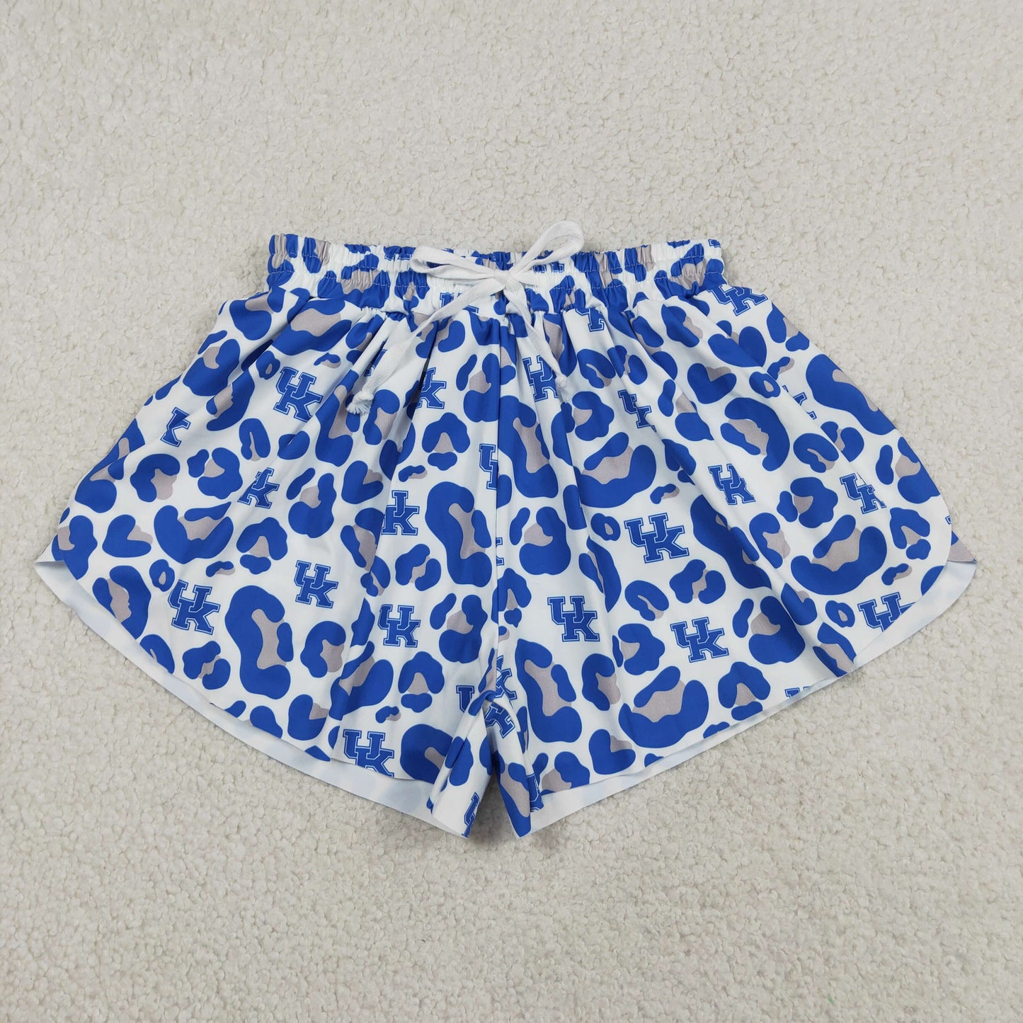 Sibling Family Kids Girls Adult Women  Blue Leopard Team Yoga Ruffle Shorts Bottoms RTS