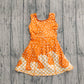 Baby Girl Sleeveless Drips Summer Orange Knee Length Yoga Active Dress RTS