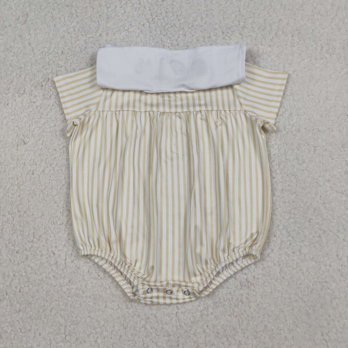 Baby Boys Infant Short Sleeves Embroidery Crosses Stripes Easter Bubble Romper RTS