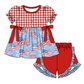 Baby Girl Short Sleeves July 4th Flags Plaid Sibling Romper Dress Clothes Set ( Moq 5 Each Design )11.26