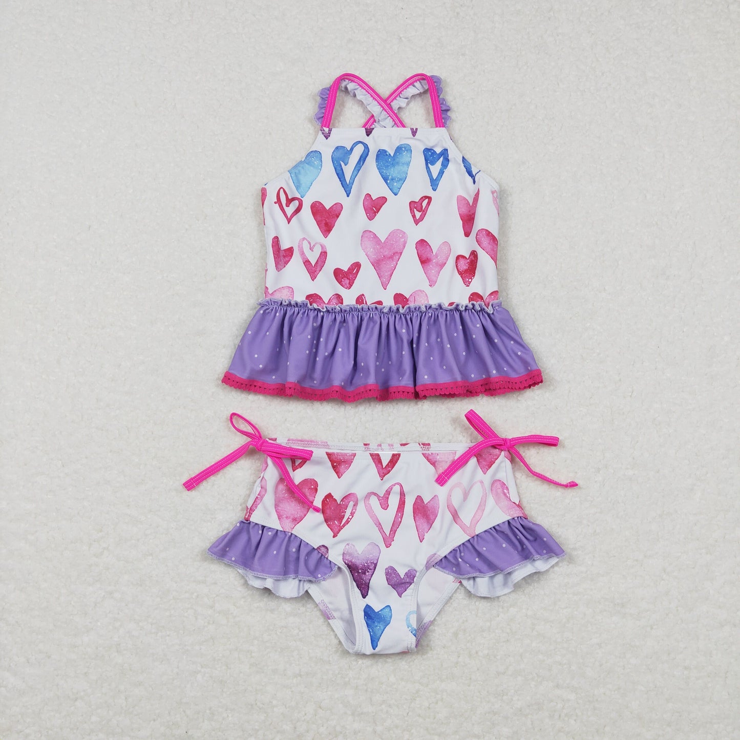 S0163 Baby Girl Love Heart One Piece Summer Swimsuit