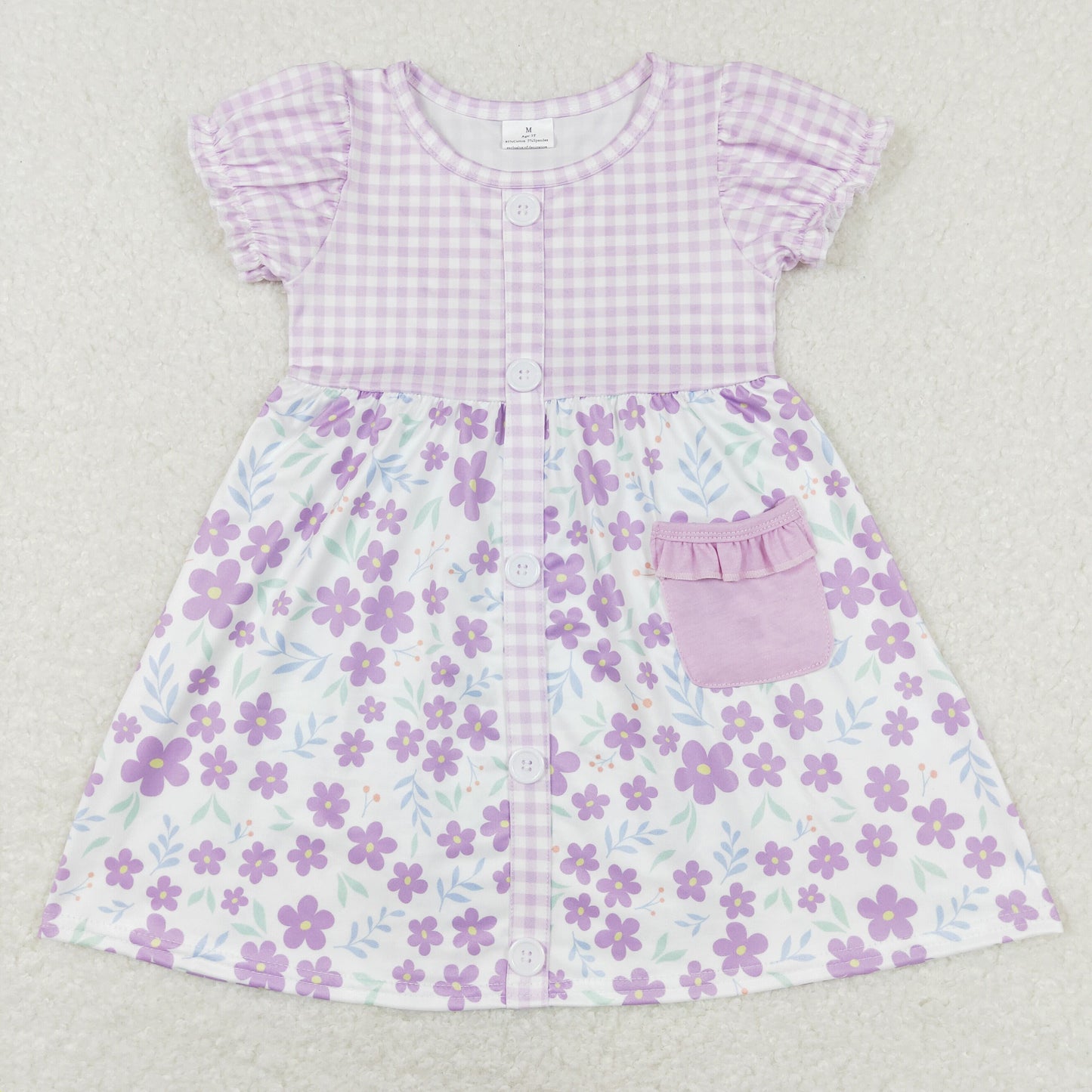 GSD0577 Baby Girl Purple Floral Short Sleeves Summer Dress