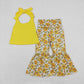 Baby Girl Sleeveless Yellow Tops Floral Bell Pants Set
