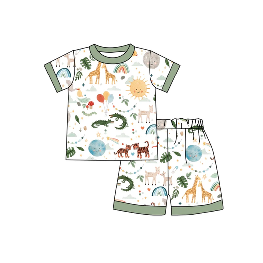 Moq 3 Pre-order BSSO0760 Baby Boy Short Sleeves Animals Shirts Shorts Summer Set Pajamas