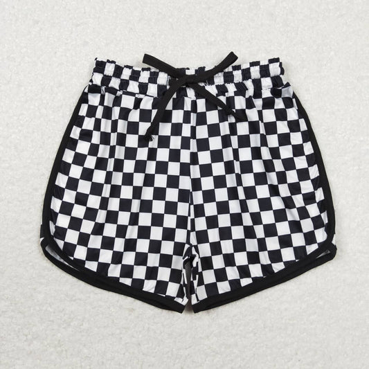 Adult Women Black White Checkered Summer Shorts