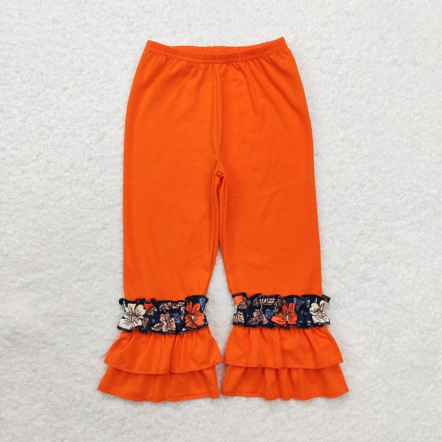 Baby Girl Orange Flower Ruffle Bottom Pants