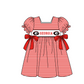 ( Moq 5 ) Baby Girls Toddler Short Sleeves Red Bows Stripes Knee Length Dress