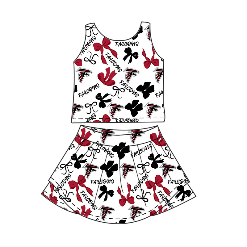 ( Moq 5 each style ) Baby Girl Toddler Team Bird Bows Sibling Skort Dress Set 6.5