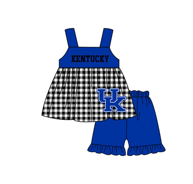 ( Moq 5 Each Style ) Baby Boys Girls Kids Plaid Team Sibling Blue Rompers Dress Sets