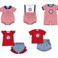 ( Moq 5 Each Style ) Baby Boys Girls Kids Team Sibling Red Stripes Rompers Sets