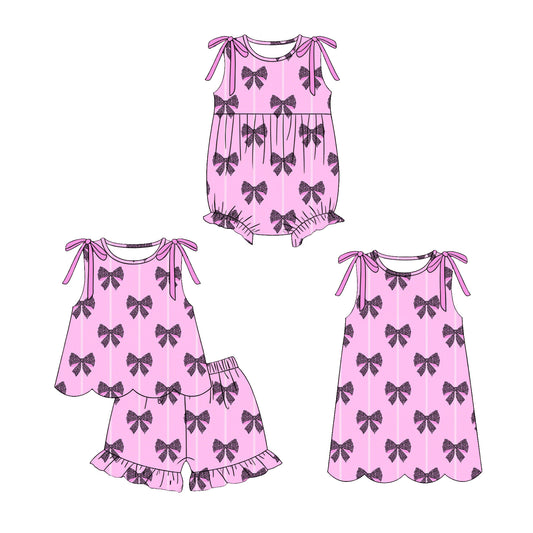 ( Moq 5 Each Style ) Sibling Baby Girls Kids Leopard Bows Romper Dress Set Summer Clothes