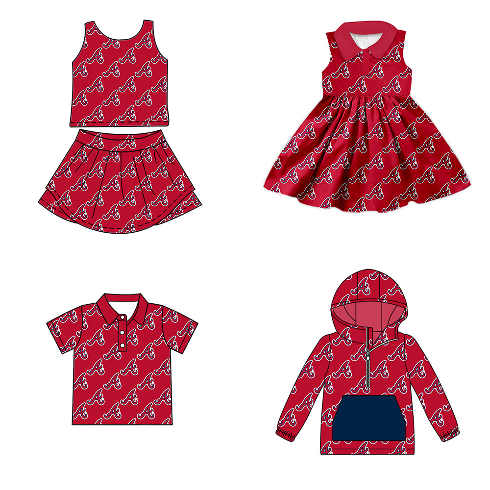 ( Moq 5 each style ) Baby Boy Girl Toddler A Red Sibling Team Dress Shirt Set 7.12