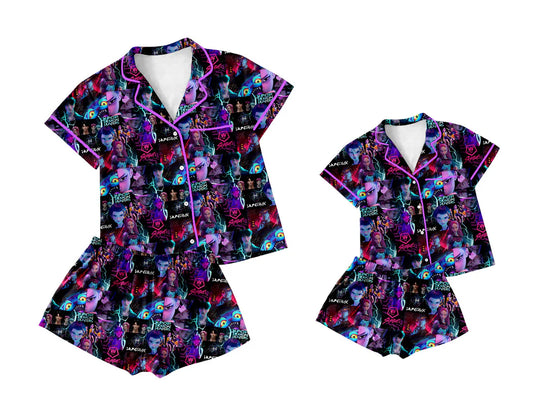 ( Moq 5 Each Style ) Baby Girl Adult Women Buttons Music Shirt Shorts Sibling Mommy And Me Family Pajamas Sets