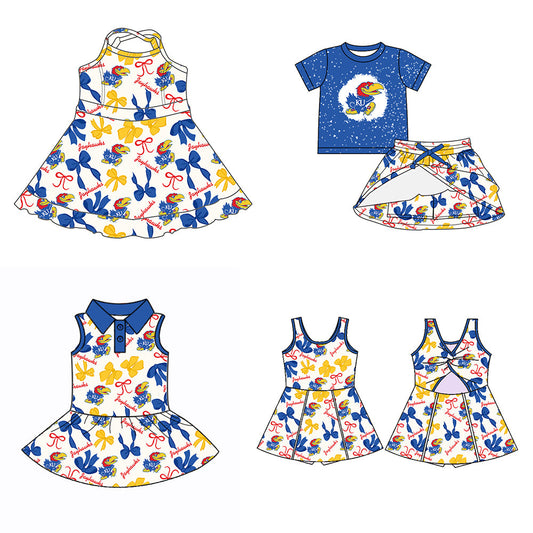 ( Moq 5 each style ) Baby Girl Team KU Bows Sibling Dress Set 5.22