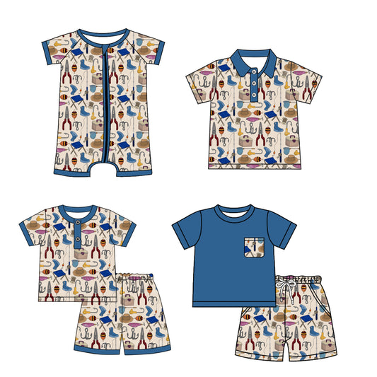 Baby Boy Fishing Tools Sibling Romper Shirt Set ( Moq 5 Each Style ) 1.23