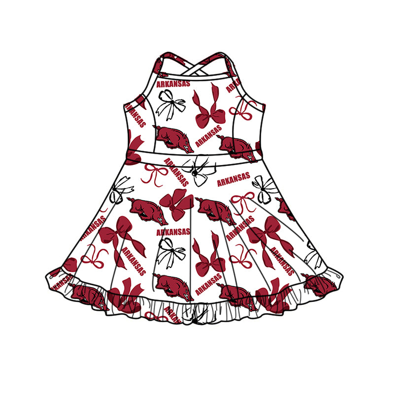 ( Moq 5 Each Style ) Baby Girls Kids Red Bows Pigs Sibling Team Shorts Dresses Set