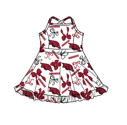 ( Moq 5 Each Style ) Baby Girls Kids Red Bows Pigs Sibling Team Shorts Dresses Set