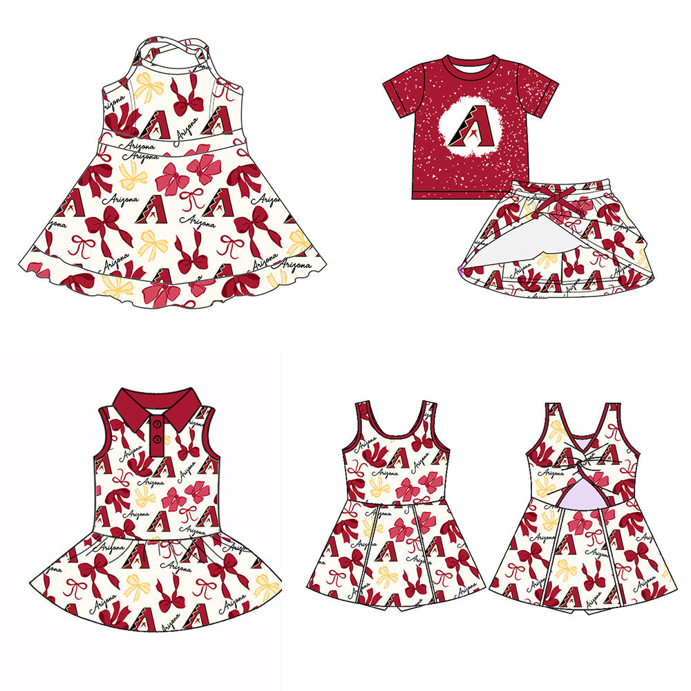 ( Moq 5 each style ) Baby Girl Team Red Yellow Bows Sibling Dress Set 5.21