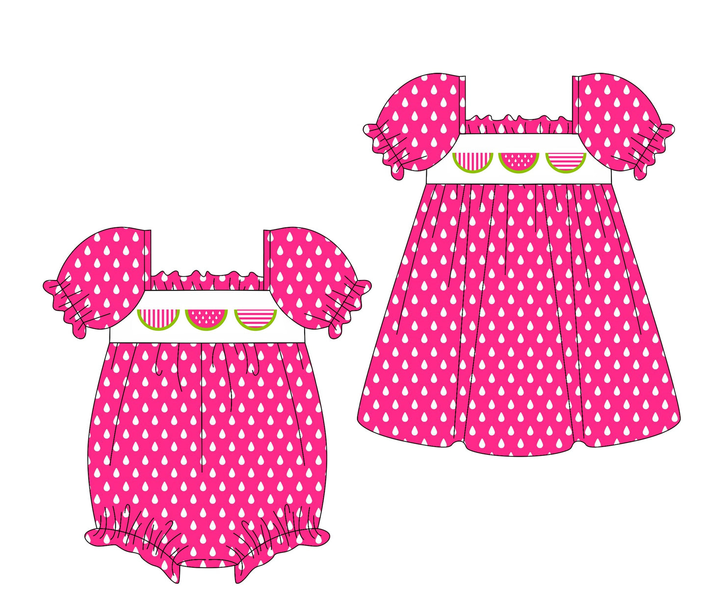 Baby Girl Watermelon Pink Sibling Romper Dress ( Moq 5 Each Style ) 1.17