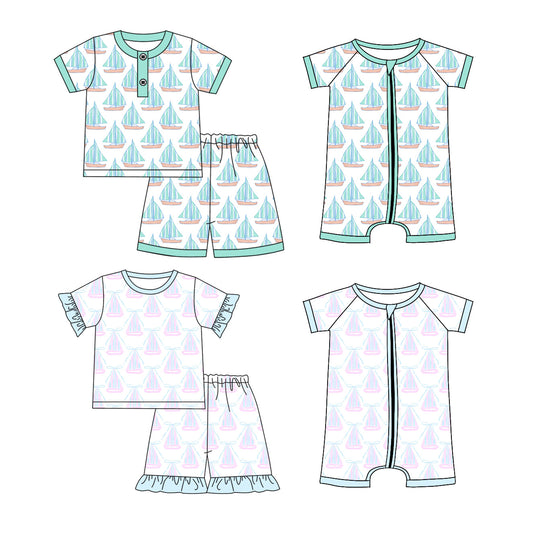 Baby Boy Girl Boats Sibling Romper Set ( Moq 5 Each Style ) 1.21
