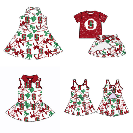 ( Moq 5 each style ) Baby Girl Team S Bows Sibling Dress Set 5.24