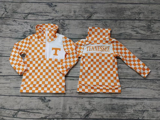 Baby Boy Long Sleeves T Team Zipper Orange Checkered Shirt Tops Moq 5