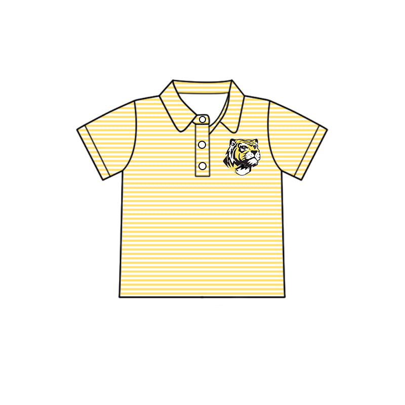 ( Moq 5 each style ) Baby Boy Girl Team Cheer Sibling Shirt Tiger Yellow Bows Jumpsuit Dress Set 7.30