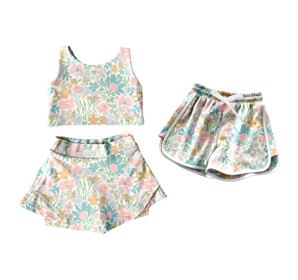 ( Moq 5 Each Style ) Sibling Baby Girls Toddler Flower Shorts Skirt Set Summer Clothes