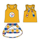 ( Moq 5 Each Style ) Baby Boys Girls Toddler Bows Team Sibling Blue Yellow Plaid Shorts Dress Sets Clothes