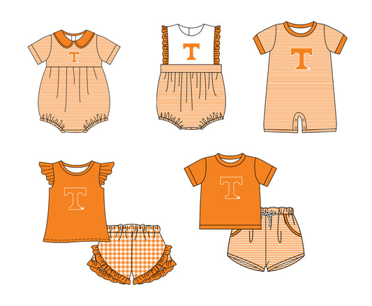 ( Moq 5 Each Style ) Baby Boys Girls Kids T Stripes Team Sibling Rompers Sets