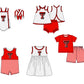 ( Moq 5 ) Baby Girls Kids Sleeveless TT Dots Red Bows Team Romper