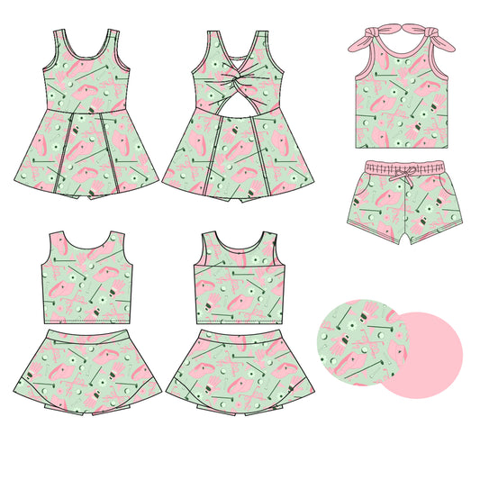 ( Moq 5 Each Style ) Baby Girls Kids Sleeveless Golf Sibling Shorts Dress Sets Clothes