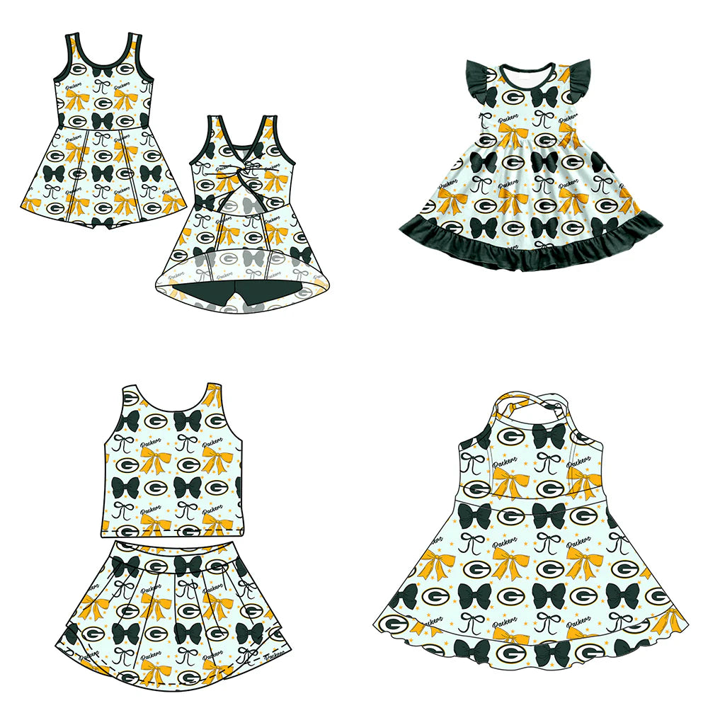 ( Moq 5 each style ) Baby Girl Toddler G Team Bows Sibling Dress Set 6.27