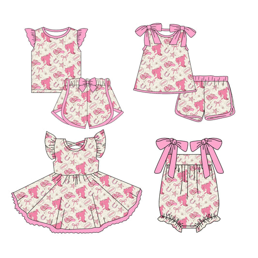 Baby Kids Western Cowgirl Bows Sibling Romper Dress Set ( Moq 5 Each Style ) 3.13
