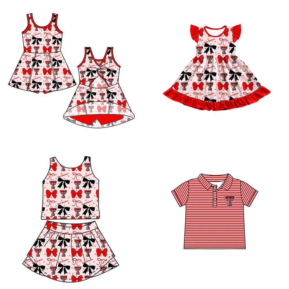 ( Moq 5 each style ) Baby Boy Girl Toddler T Team Bows Sibling Shirt Dress Set 6.23