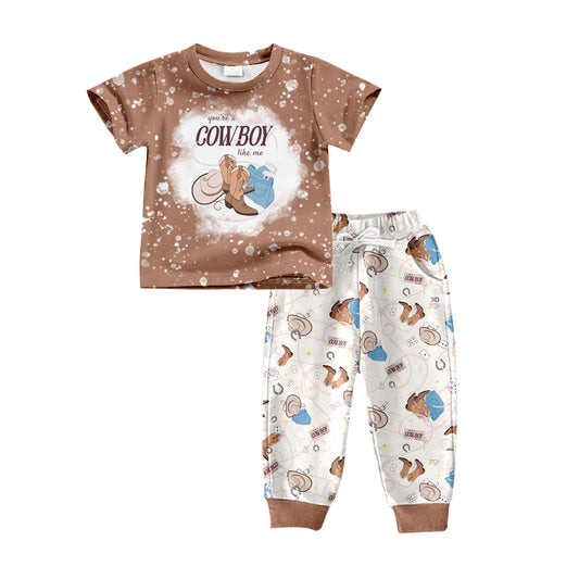 Baby Boy Short Sleeves Cowboy Shirt Western Pants Set Moq 5