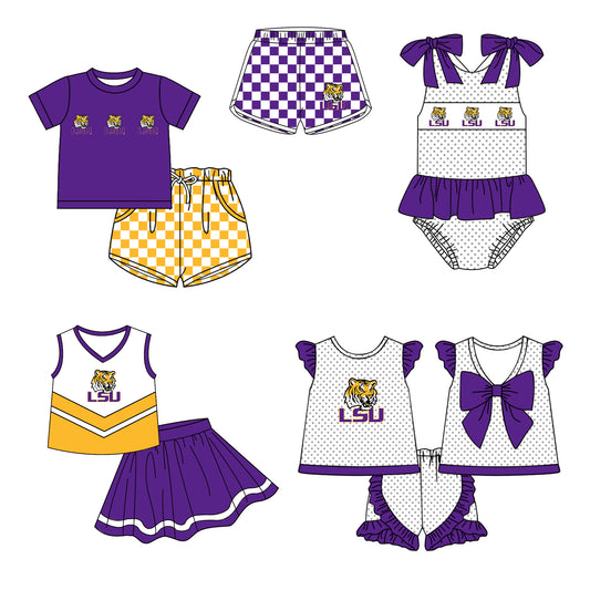 ( Moq 5 Each Style ) Baby Boys Girls Toddler Plaid Sibling Shorts Sets Team Purple Clothing