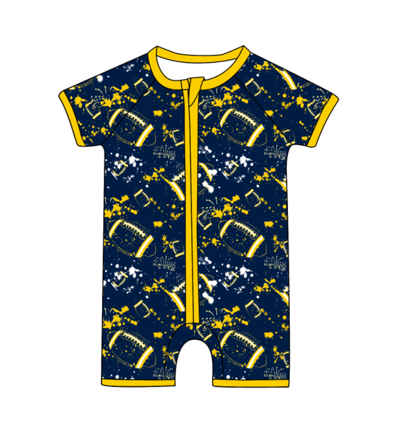 ( Moq 5 Each Style ) Baby Boys Girls Toddler Football Sibling Shorts Romper Dresses Set Team Clothing