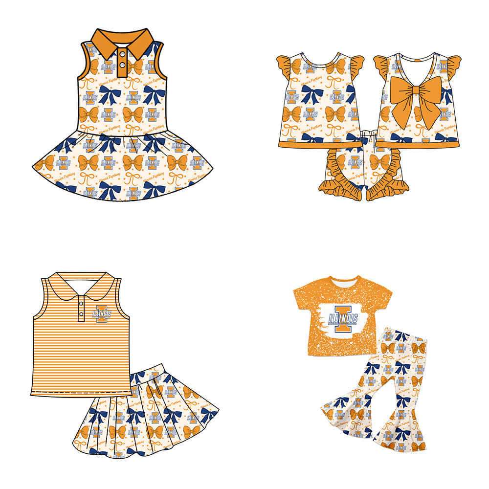 ( Moq 5 each style ) Baby Girl Toddler I Team Bows ‌Sibling Dress Set