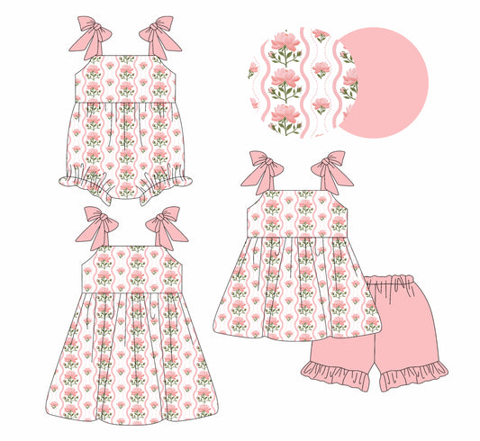 ( Moq 5 Each Style ) Sibling Baby Girls Kids Straps Flower Romper Dress Set