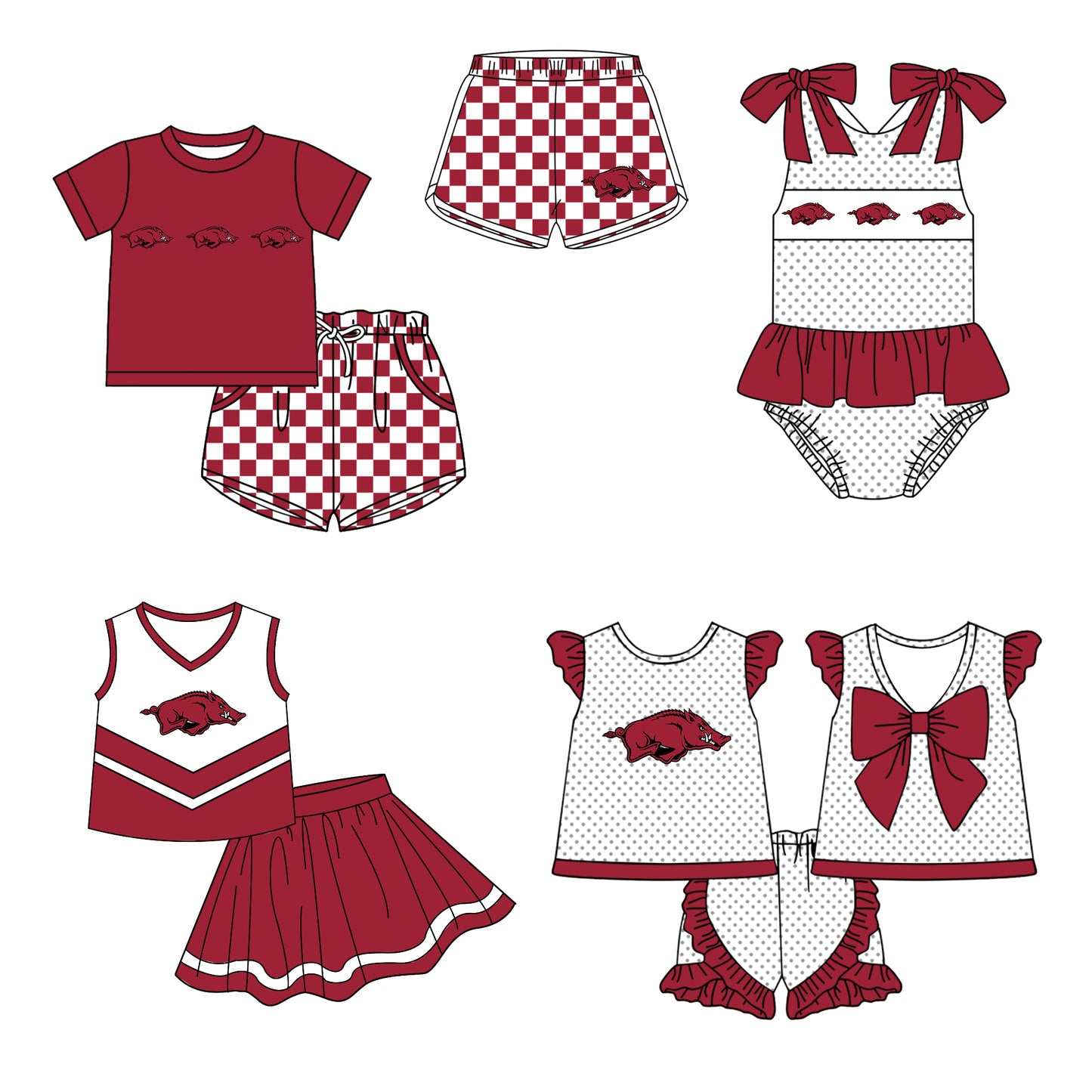 ( Moq 5 Each Style ) Baby Boys Girls Toddler Pigs Plaid Sibling Shorts Sets Team Clothing