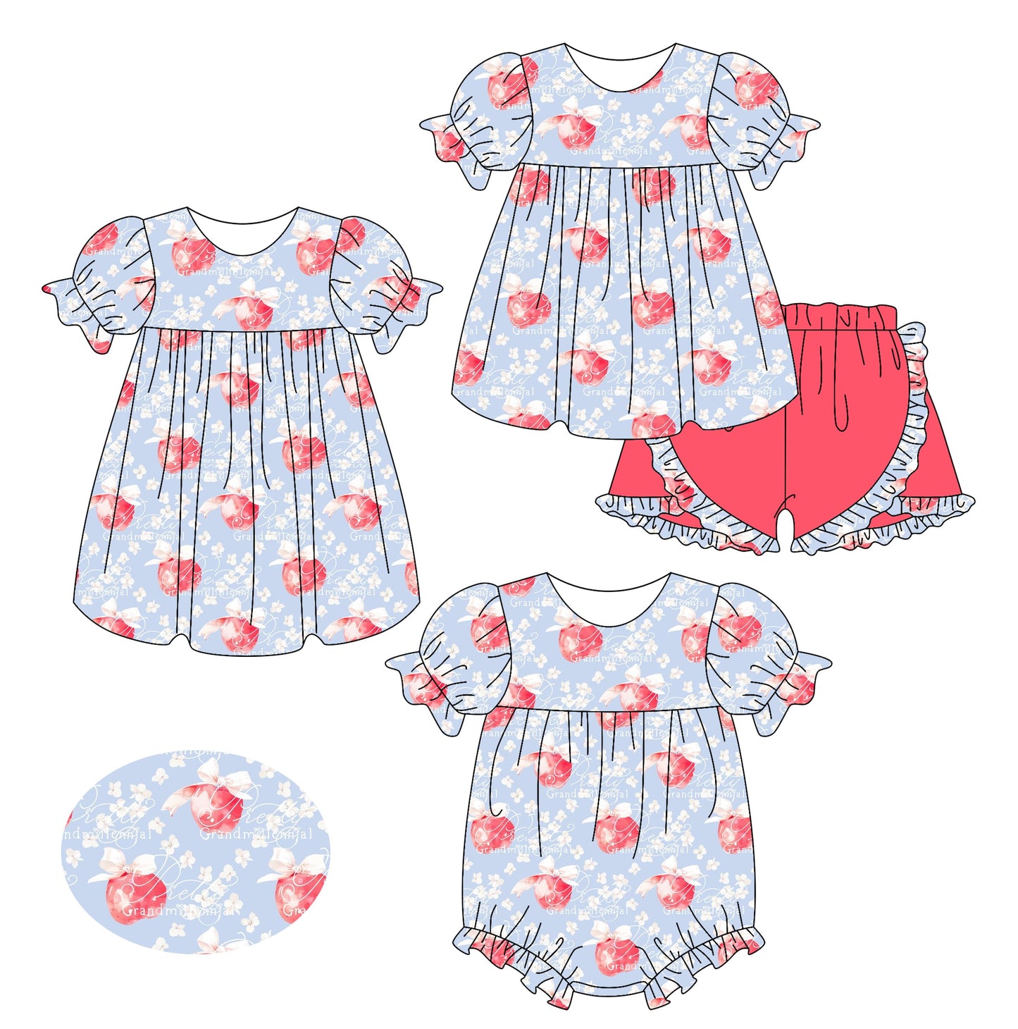 Baby Girl Short Sleeves Bows Sibling Romper Dress Set ( Moq 5 Each Style ) 2.25