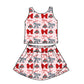 ( Moq 5 each style ) Baby Girl Toddler Team Red Grey Bows Sibling Dress Set 6.27