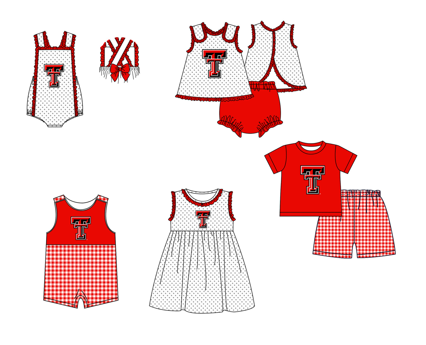 ( Moq 5 ) Baby Girls Toddler Sleeveless TT Dots Team Red Ruffle Knee Length Dress